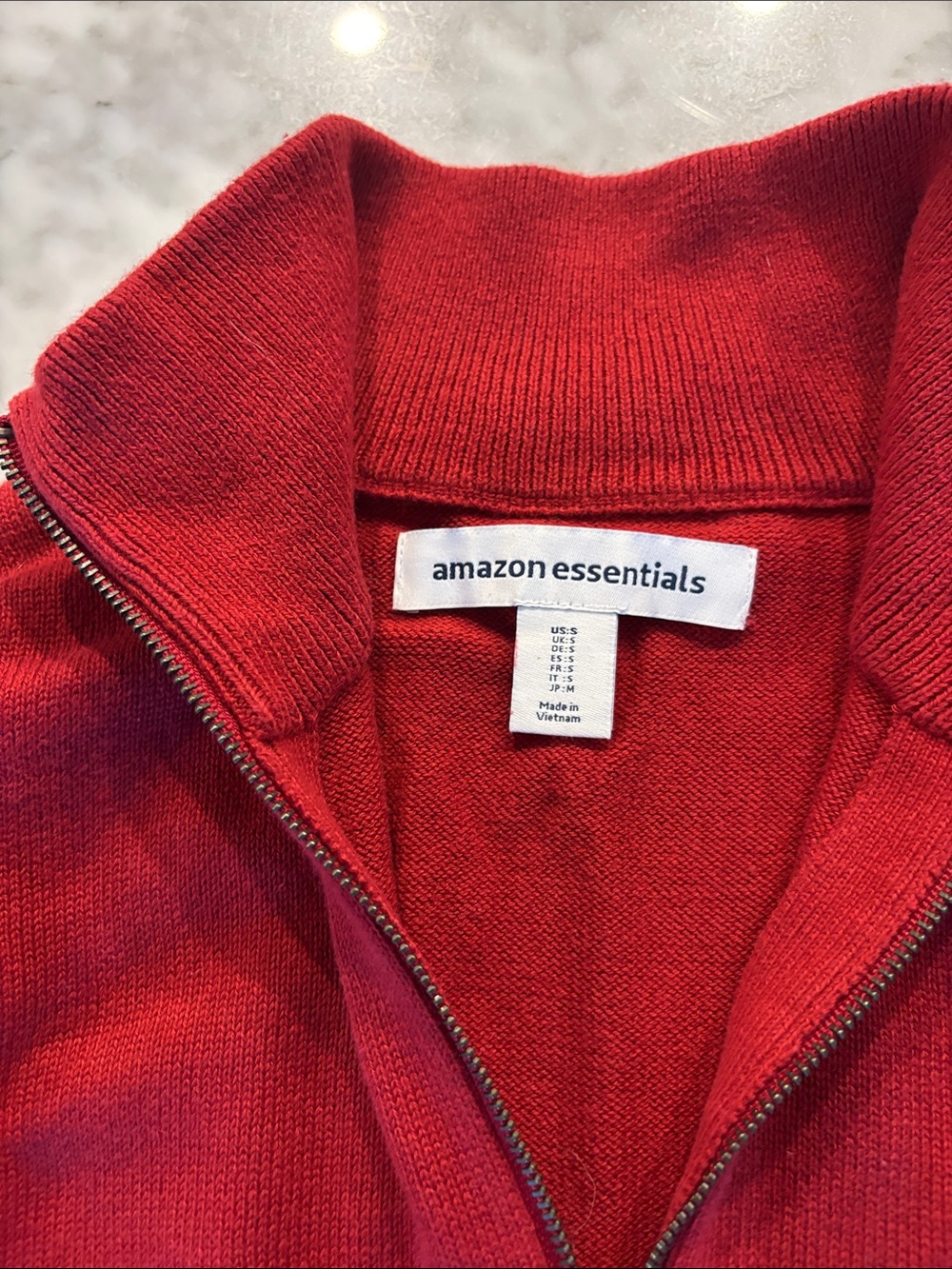 Amazon Essentials Men’s Red Zip-Up Sweater - Picture 2 of 5